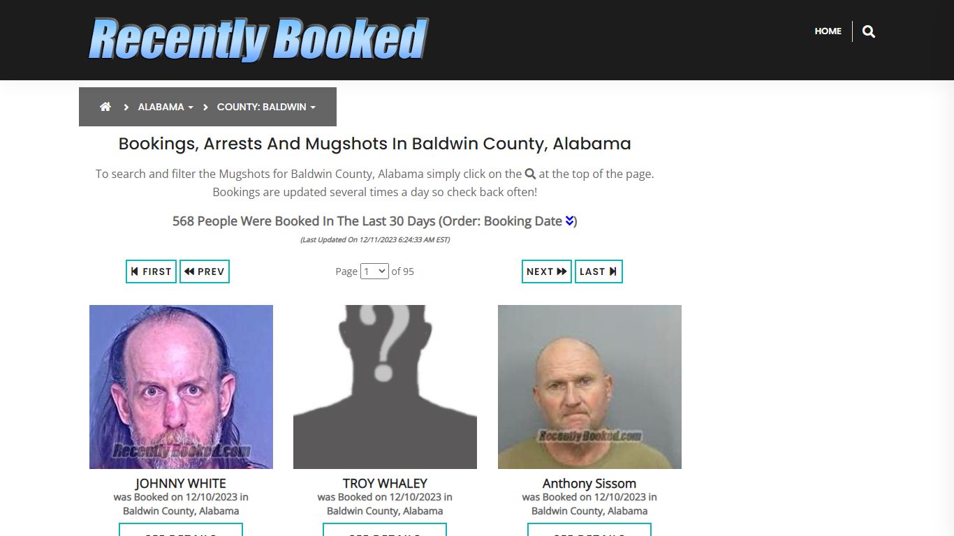 Bookings, Arrests and Mugshots in Baldwin County, Alabama